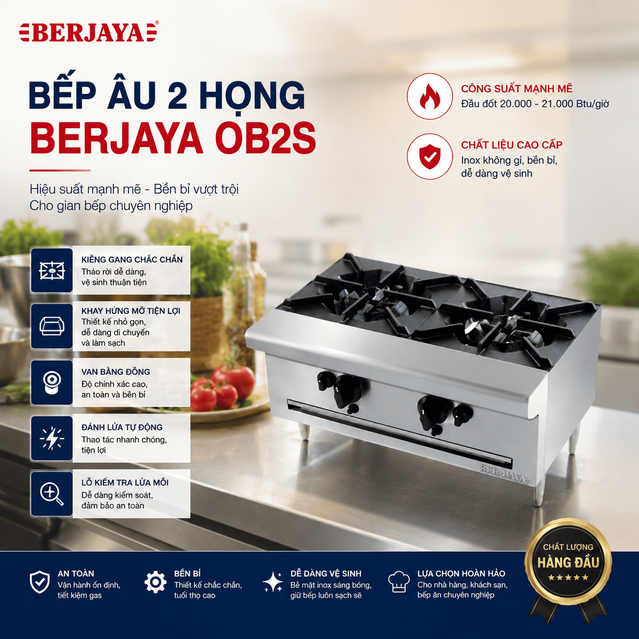 Bếp Âu 2 họng Berjaya OB2S