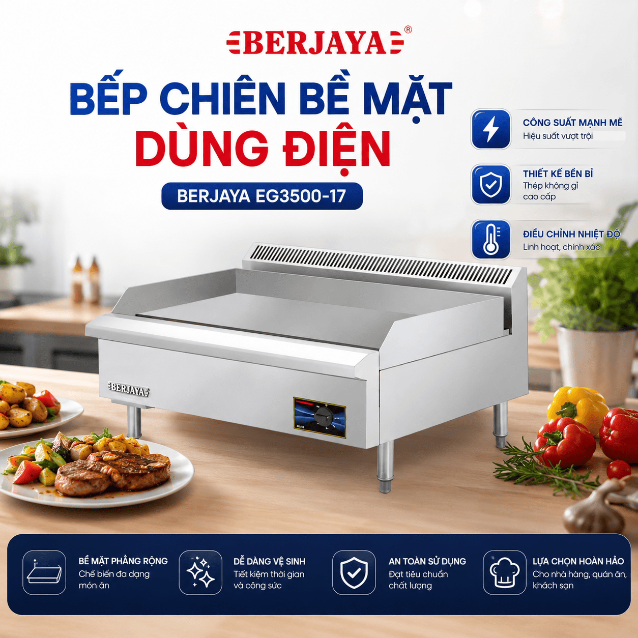 Bếp chiên bề mặt dùng điện BERJAYA EG3500-17