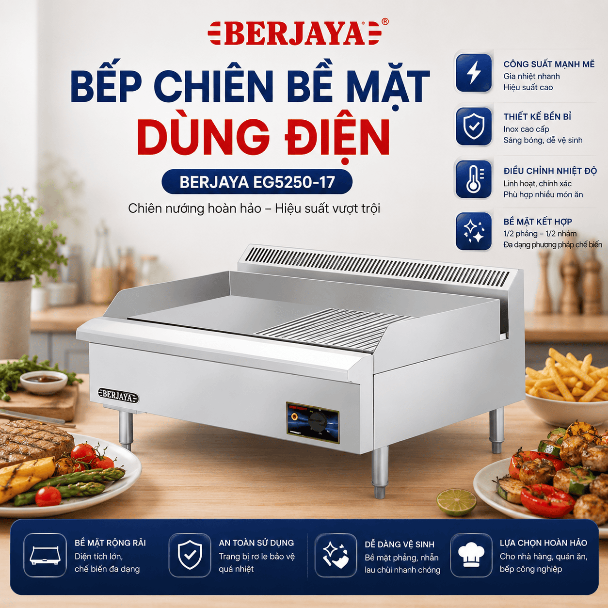 Bếp chiên bề mặt dùng điện BERJAYA EG5250-17