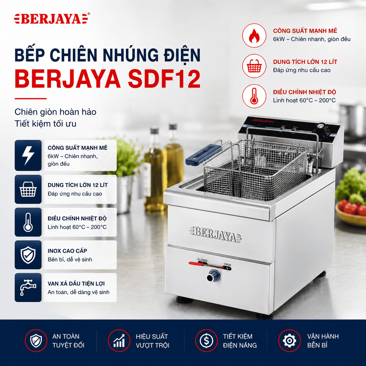 Bếp chiên nhúng điện BERJAYA SDF12