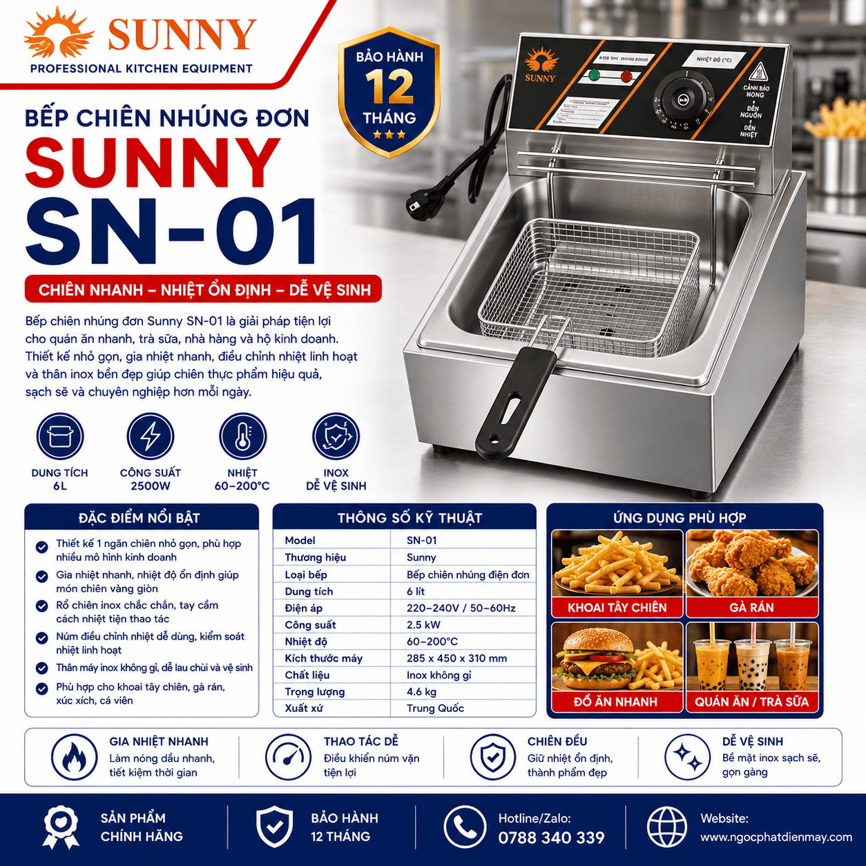 Bếp chiên nhúng đơn Sunny SN-01