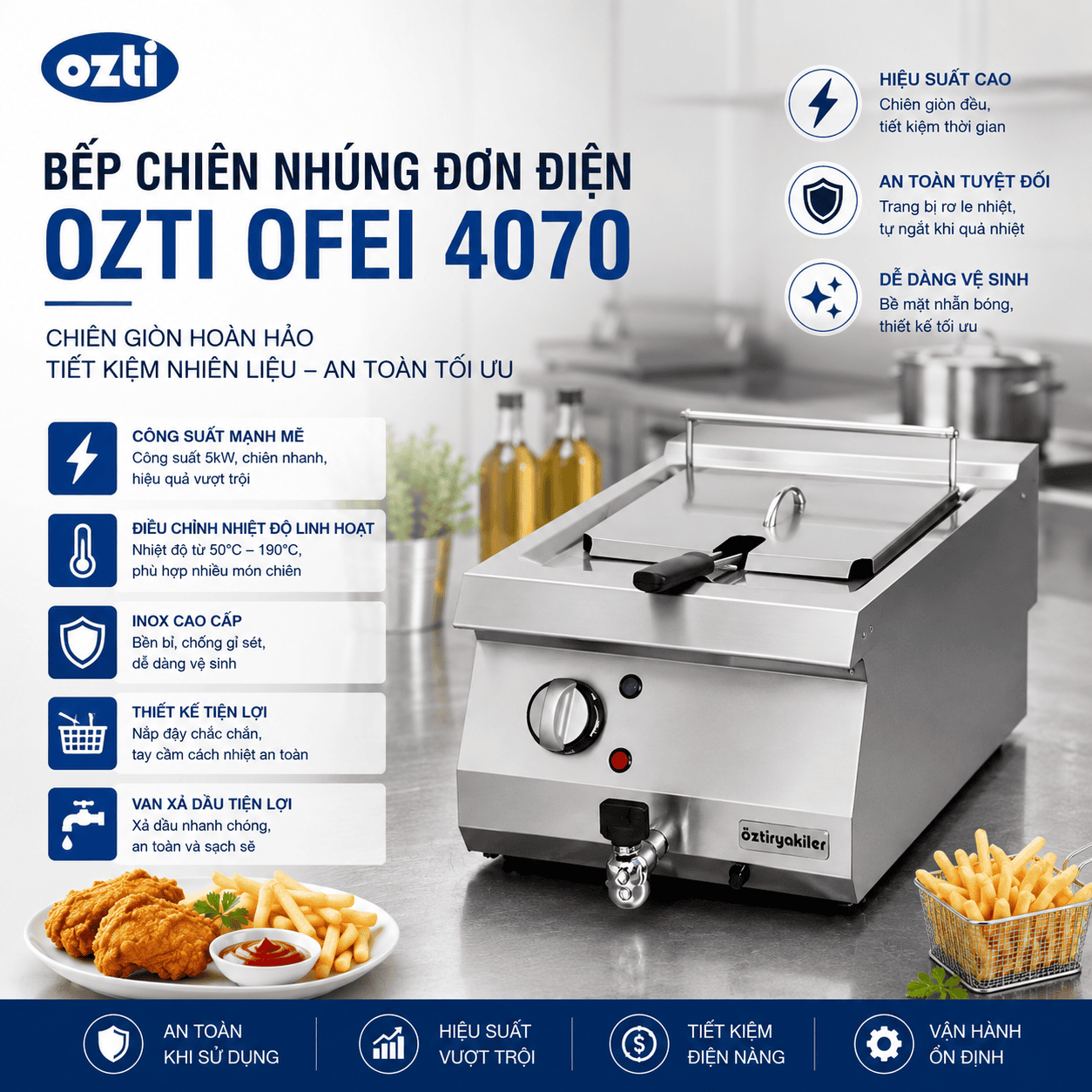 Bếp chiên nhúng đơn dùng điện Ozti OFEI 4070