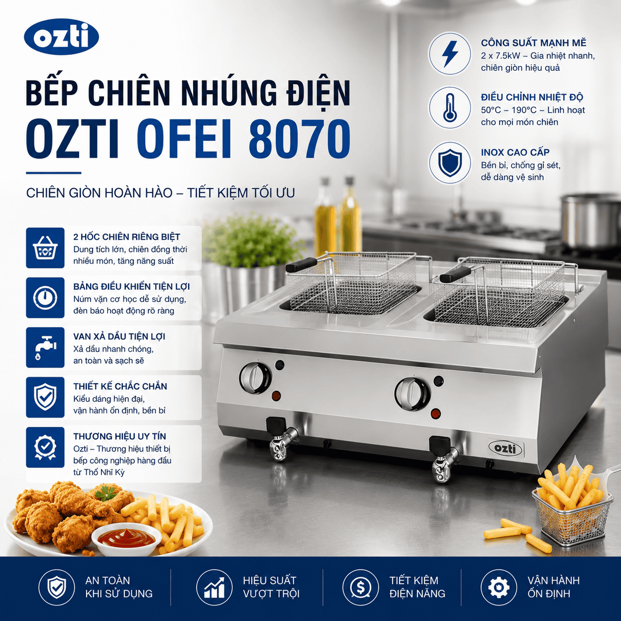 Bếp chiên nhúng đơn dùng điện Ozti OFEI 8070