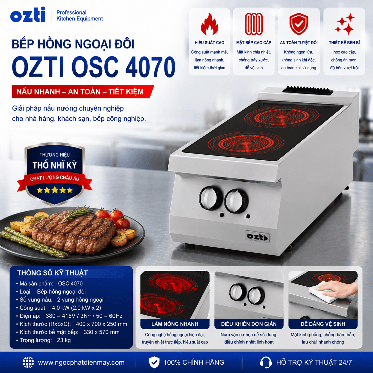 Bếp hồng ngoại đôi Ozti OSC 4070