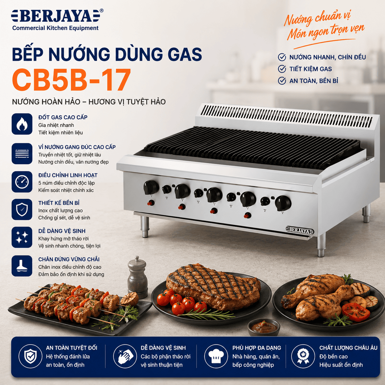 Bếp nướng Berjaya dùng gas CB5B-17