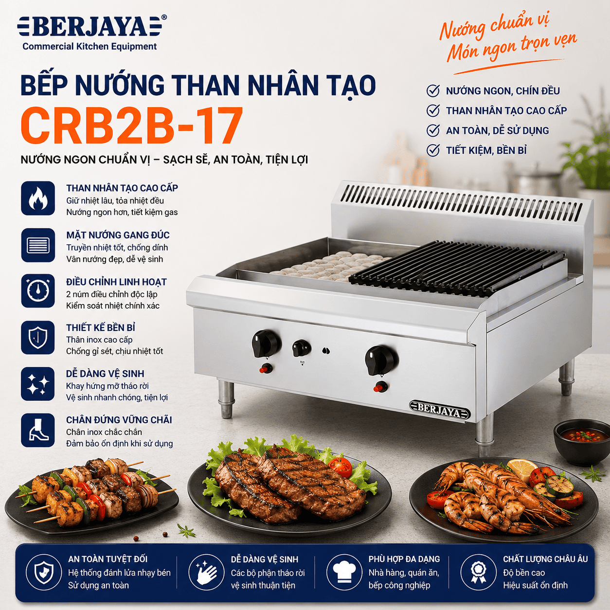 Bếp nướng than nhân tạo BERJAYA CRB2B-17
