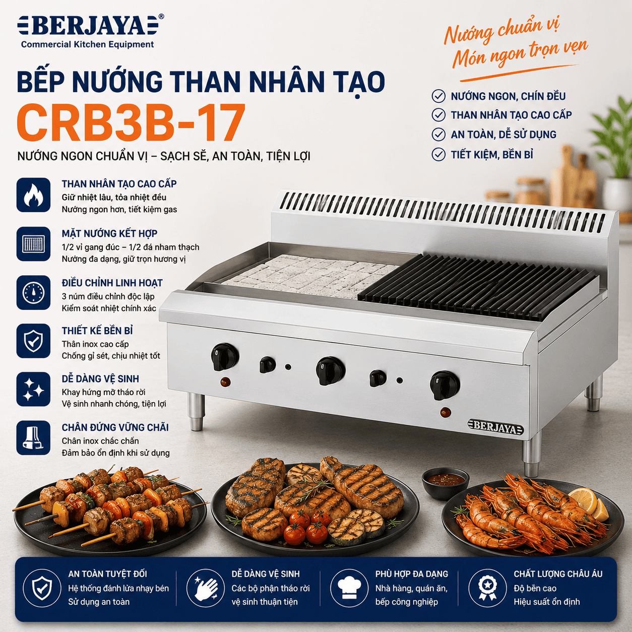 Bếp nướng than nhân tạo Berjaya CRB3B-17