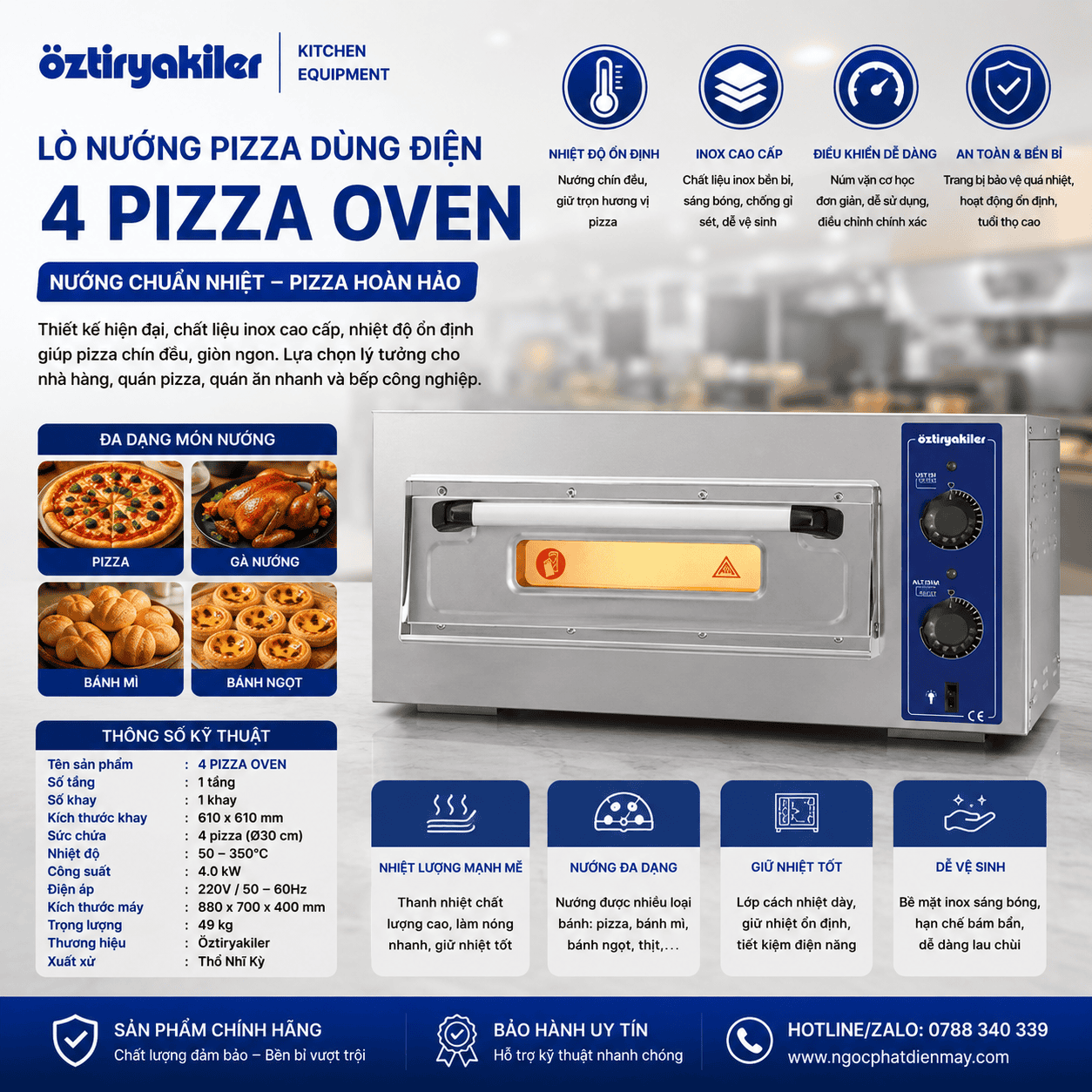 Lò nướng Pizza dùng điện 4 PIZZA OVEN