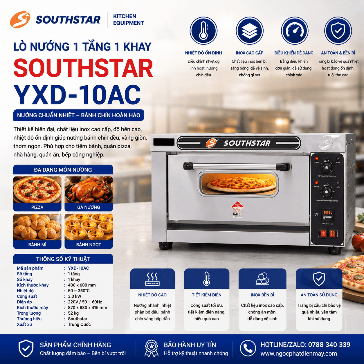 Lò nướng Southstar 1 tầng 1 khay YXD-10AC