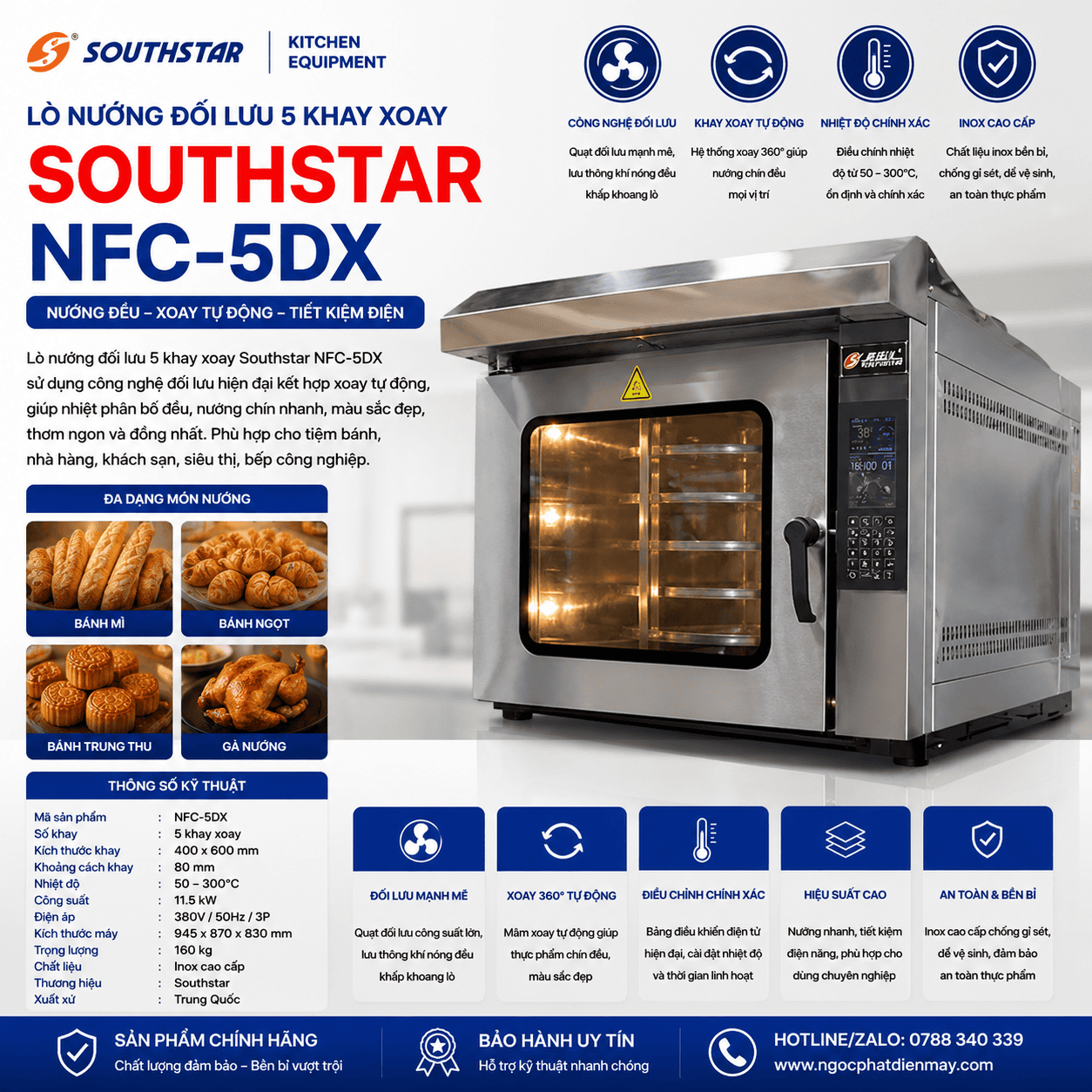 Lò nướng đối lưu 5 khay xoay Southstar NFC-5DX