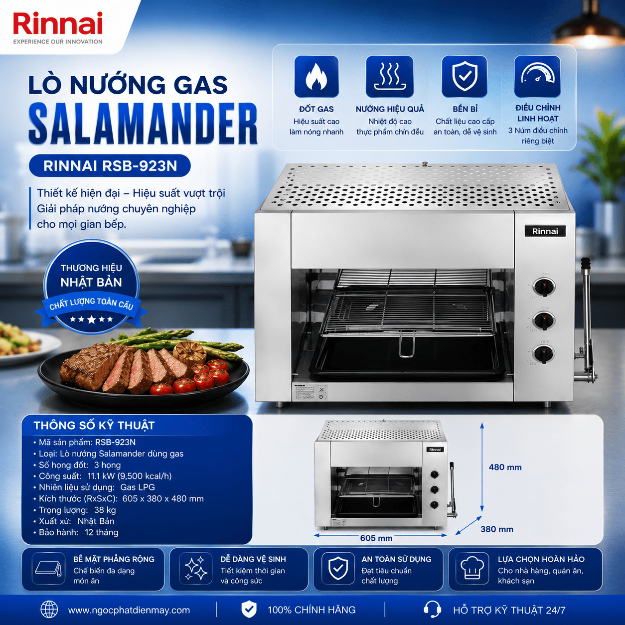 Lò nướng gas Salamander Rinnai RSB-923N
