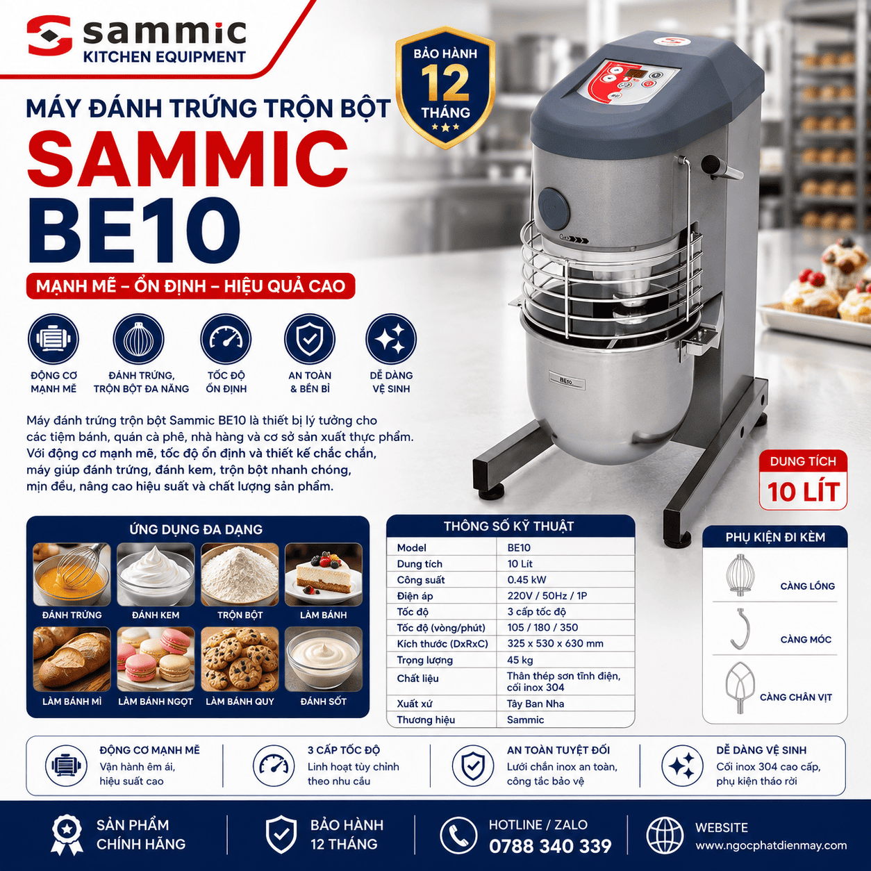 Máy đánh trứng trộn bột Sammic BE10