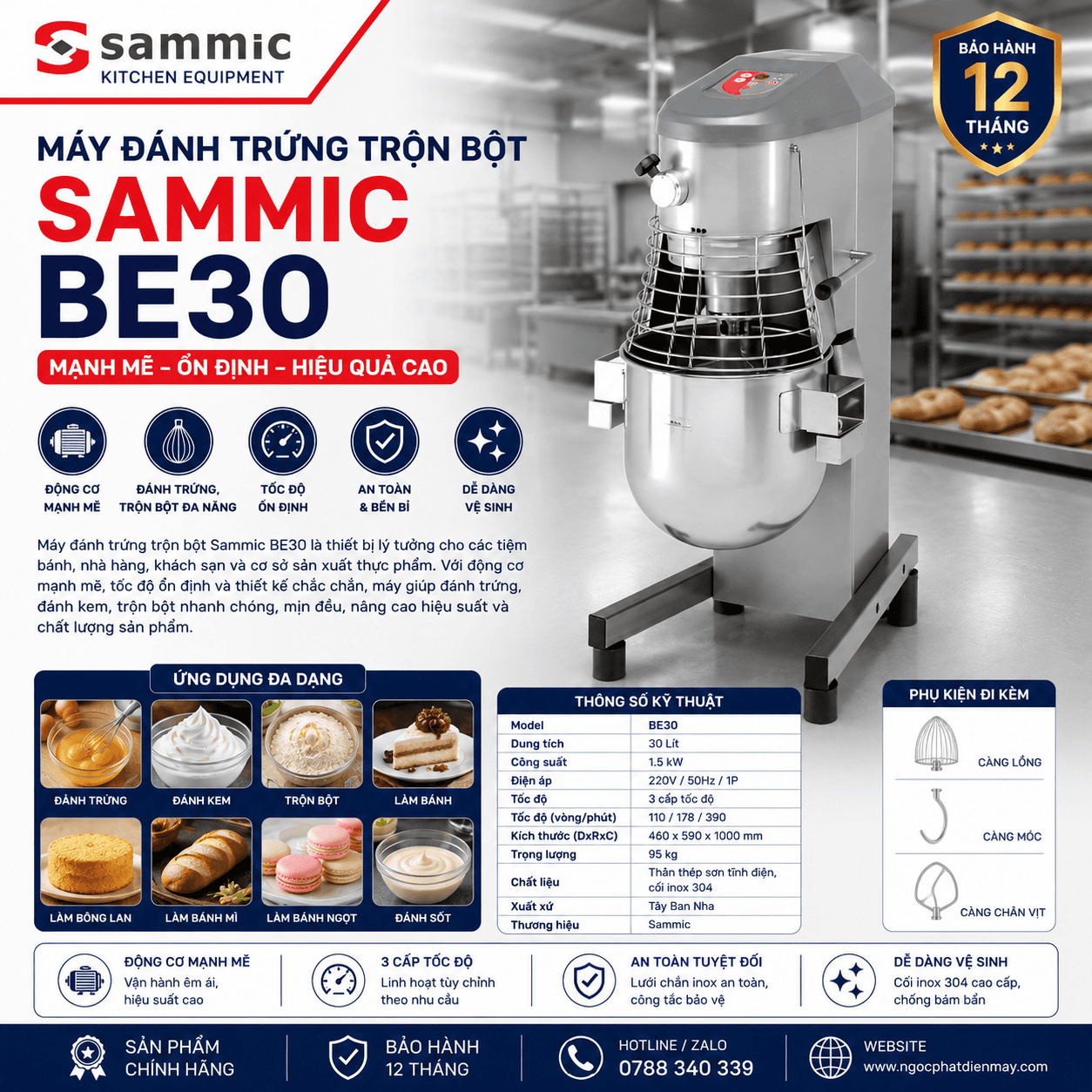 Máy đánh trứng trộn bột Sammic BE30